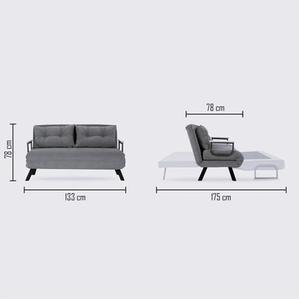 2 személyes kanapéágy Homoko 2-Seater - Krém-VASBÚTOR