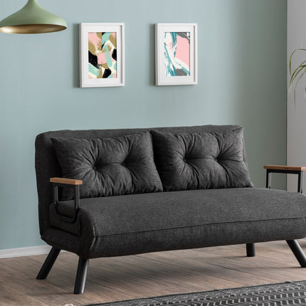 2 személyes kanapéágy Homoko 2-Seater - Sötét Szürke-VASBÚTOR