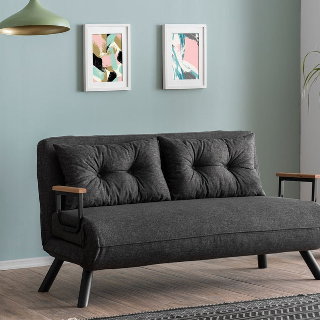 2 személyes kanapéágy Homoko 2-Seater - Sötét Szürke-VASBÚTOR