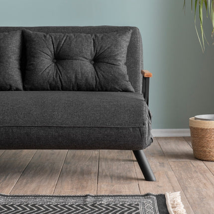 2 személyes kanapéágy Homoko 2-Seater - Sötét Szürke-VASBÚTOR