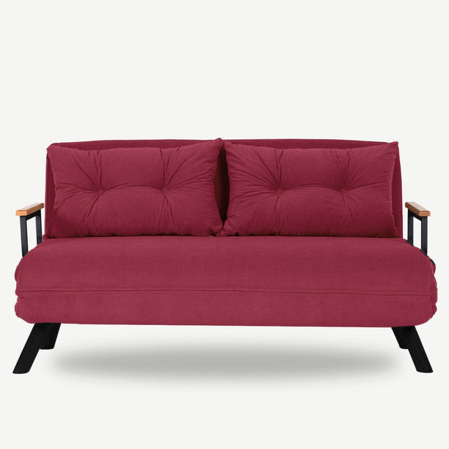 2 személyes kanapéágy Homoko 2-Seater - Sötétbordó-VASBÚTOR