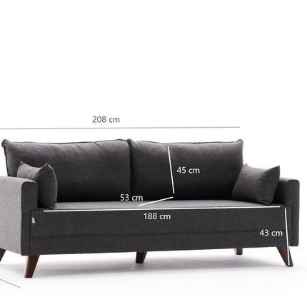 3 személyes kanapé Bella Sofa For 3 Pr - Antracit-VASBÚTOR