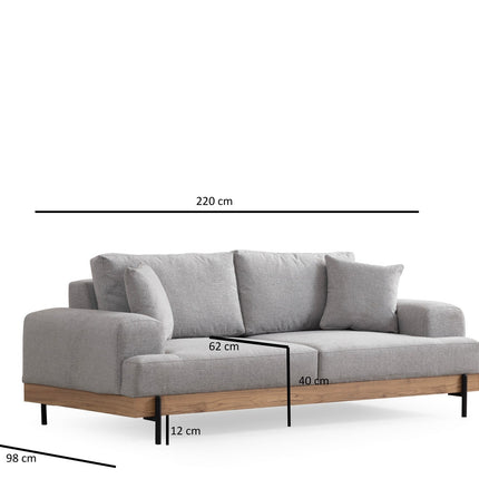 3 személyes kanapé Eti Oak -Szürke-VASBÚTOR
