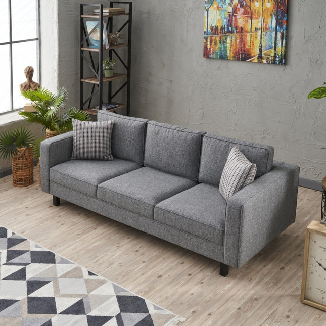 3 személyes kanapé Kale Linen - Szürke-VASBÚTOR