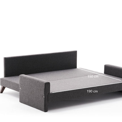 3 személyes kanapéágy Bella Sofa - Antracit-VASBÚTOR