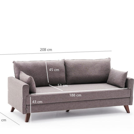 3 személyes kanapéágy Bella Sofa - Barna-VASBÚTOR