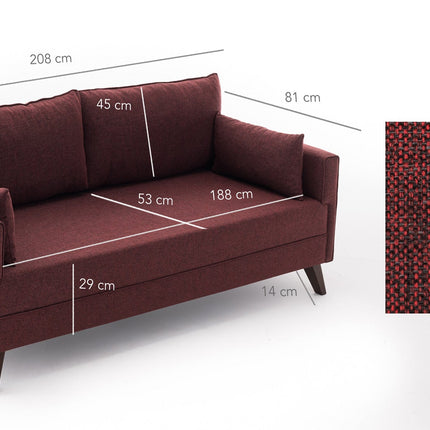 3 személyes kanapéágy Bella Sofa - Bordó-VASBÚTOR