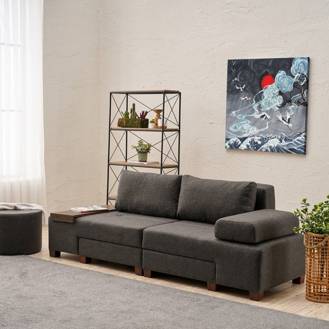 3 személyes kanapéágy Perenna Linen - Antracit-VASBÚTOR