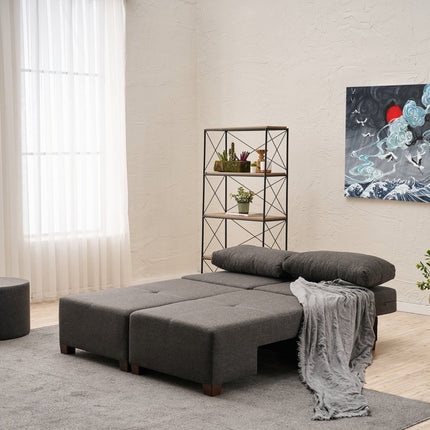 3 személyes kanapéágy Perenna Linen - Antracit-VASBÚTOR