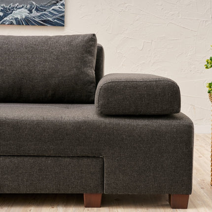 3 személyes kanapéágy Perenna Linen - Antracit-VASBÚTOR