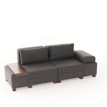 3 személyes kanapéágy Perenna Linen - Antracit-VASBÚTOR