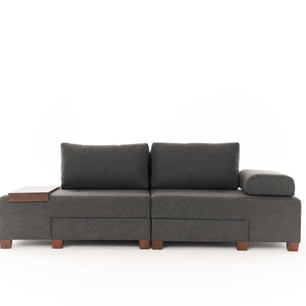 3 személyes kanapéágy Perenna Linen - Antracit-VASBÚTOR