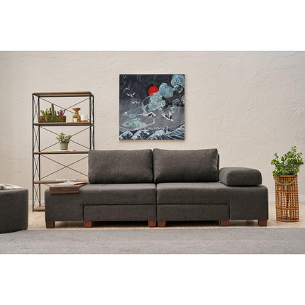 3 személyes kanapéágy Perenna Linen - Antracit-VASBÚTOR