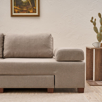 3 személyes kanapéágy Perenna Linen - Krém-VASBÚTOR