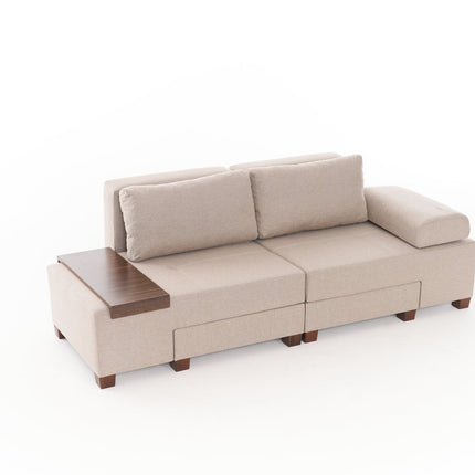 3 személyes kanapéágy Perenna Linen - Krém-VASBÚTOR