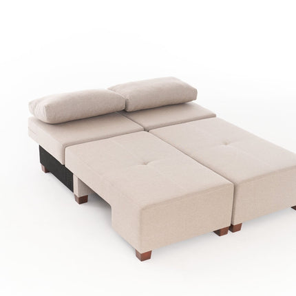 3 személyes kanapéágy Perenna Linen - Krém-VASBÚTOR