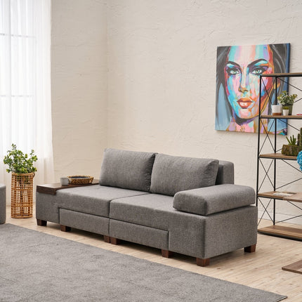 3 személyes kanapéágy Perenna Linen - Szürke-VASBÚTOR