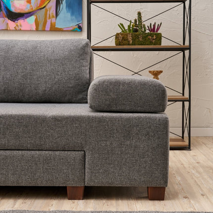 3 személyes kanapéágy Perenna Linen - Szürke-VASBÚTOR