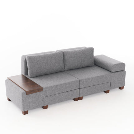 3 személyes kanapéágy Perenna Linen - Szürke-VASBÚTOR
