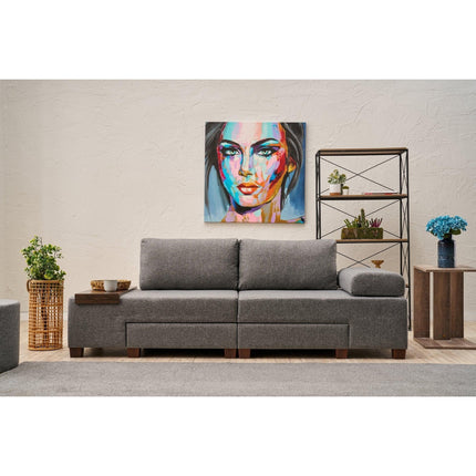 3 személyes kanapéágy Perenna Linen - Szürke-VASBÚTOR