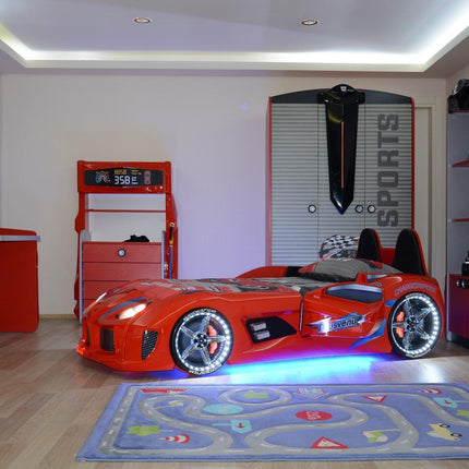 Autós gyerekágy Mnv3 - Red-VASBÚTOR
