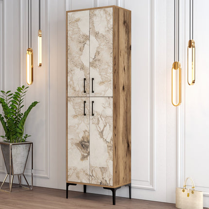 Cipőtároló Berlin A - Diós, Fehér Marble-VASBÚTOR