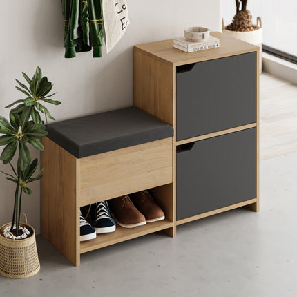 Cipőtároló Haven Shoe Bench - Oak, Anthracite-VASBÚTOR