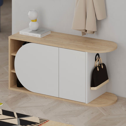 Cipőtároló Nova Shoe Bench - Oak, White-VASBÚTOR