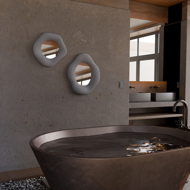 Dekoratív tükör Szett (2 db)Wabi Sabi Lune - Betonszürke-VASBÚTOR