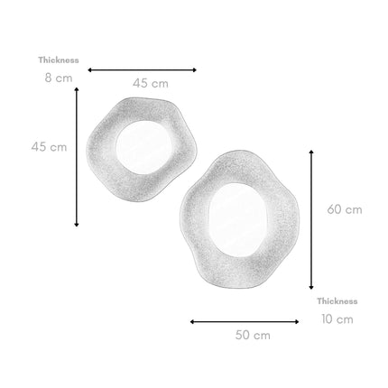Dekoratív tükör Szett (2 db)Wabi Sabi Lune - Betonszürke-VASBÚTOR