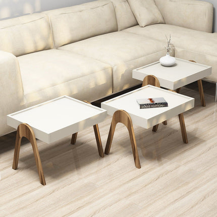 Dohányzóasztal (3 részes) Roma - Walnut, Cream-VASBÚTOR