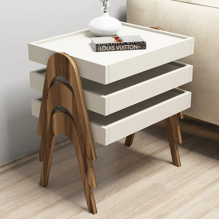 Dohányzóasztal (3 részes) Roma - Walnut, Cream-VASBÚTOR