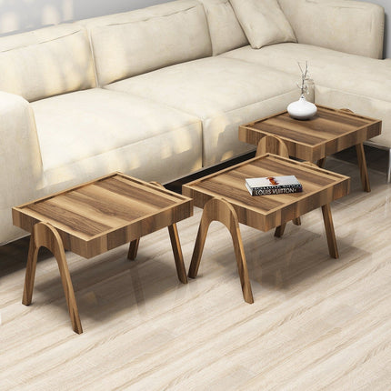 Dohányzóasztal (3 részes) Roma - Walnut-VASBÚTOR