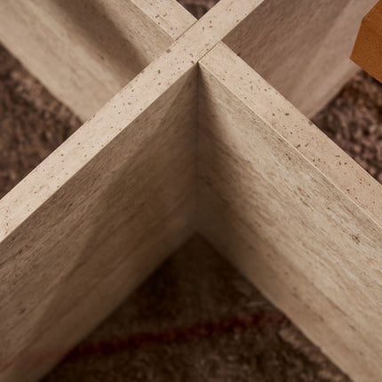 Dohányzóasztal Aeris - Travertine, Transparent-VASBÚTOR