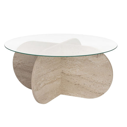 Dohányzóasztal Aeris - Travertine, Transparent-VASBÚTOR