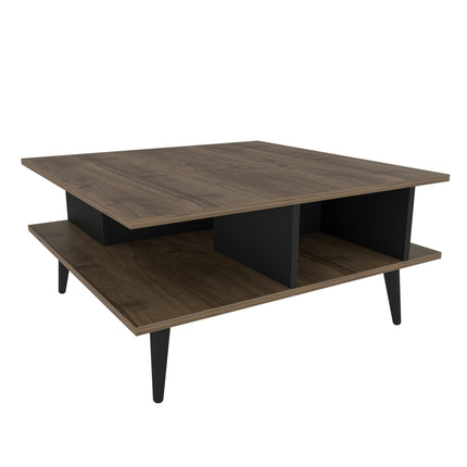 Dohányzóasztal Akya - Walnut, Black-VASBÚTOR