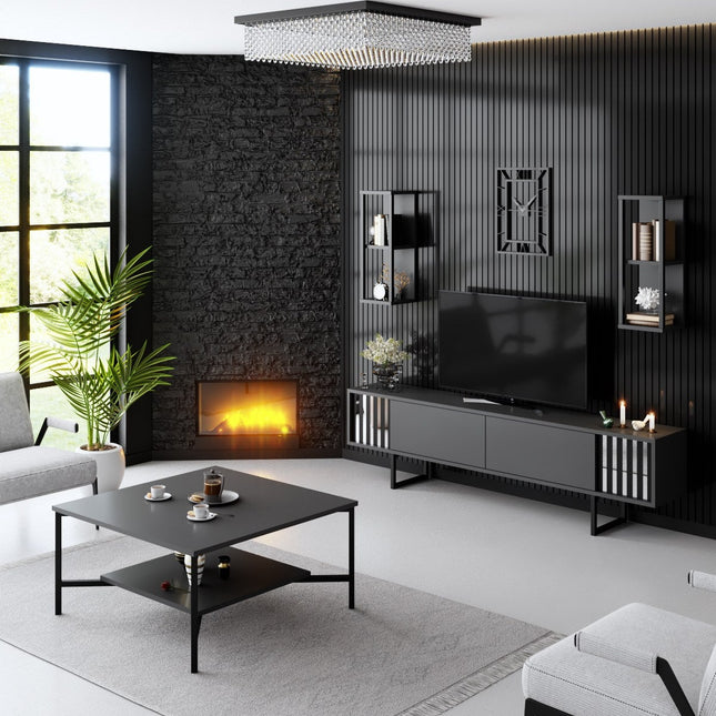 Dohányzóasztal Black Line - Anthracite, Black-VASBÚTOR
