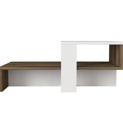 Dohányzóasztal Chain - White, Walnut-VASBÚTOR