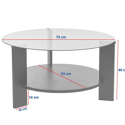 Dohányzóasztal Clara - Fekete, Transparent-VASBÚTOR