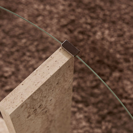 Dohányzóasztal Clara - Travertine, Transparent-VASBÚTOR