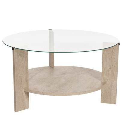 Dohányzóasztal Clara - Travertine, Transparent-VASBÚTOR