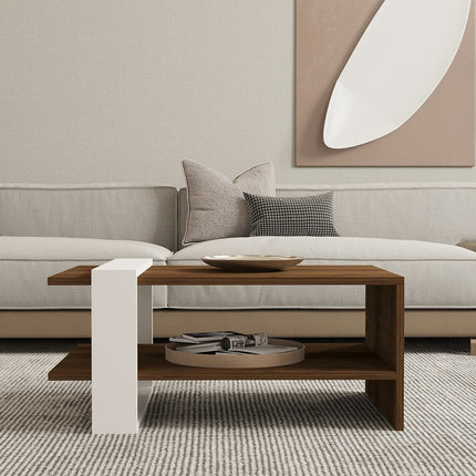 Dohányzóasztal Gaye - Walnut, White-VASBÚTOR