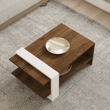 Dohányzóasztal Gaye - Walnut, White-VASBÚTOR