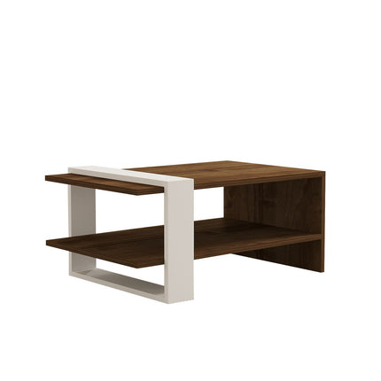 Dohányzóasztal Gaye - Walnut, White-VASBÚTOR