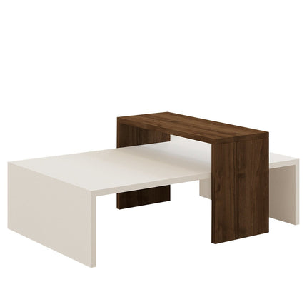 Dohányzóasztal Glow - White, Walnut-VASBÚTOR