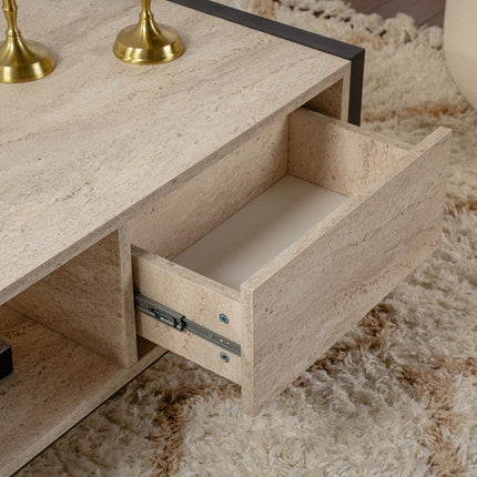 Dohányzóasztal Haldizen - Fekete, Travertine-VASBÚTOR