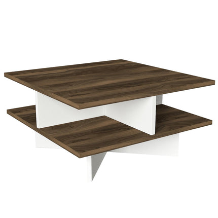 Dohányzóasztal Hamton - Walnut, White-VASBÚTOR