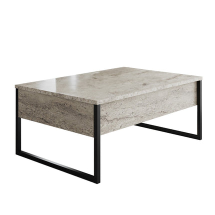 Dohányzóasztal Luxe - Travertine, Black-VASBÚTOR