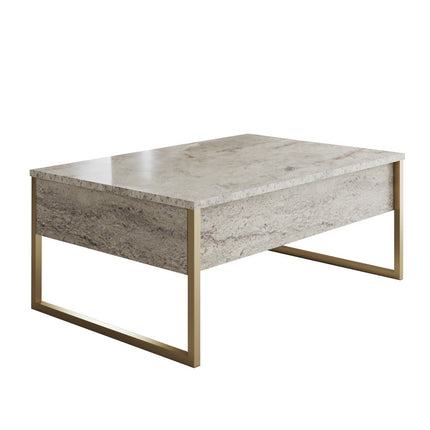 Dohányzóasztal Luxe - Travertine, Gold-VASBÚTOR