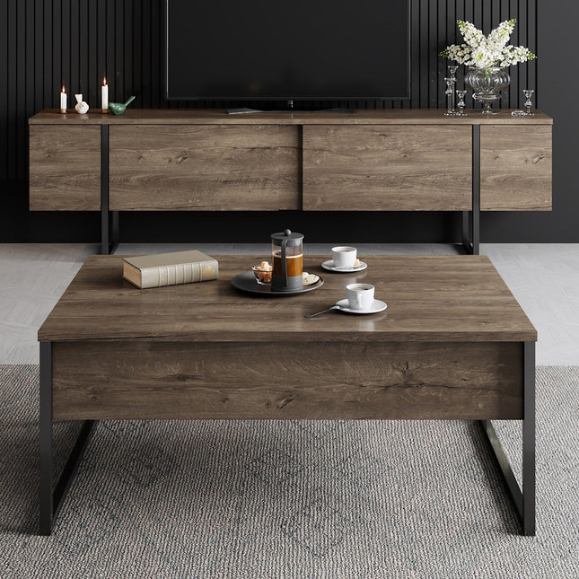 Dohányzóasztal Luxe - Walnut, Black-VASBÚTOR
